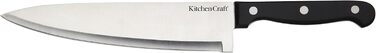 Набір ножів KitchenCraft з підставкою (5 шт.) з нержавіючої сталі, з нержавіючої сталі, з приглушеними ручками, миється в посудомийній машині, срібно-чорний, 15 x 8 x 29,5 см