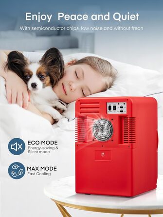 Mini холодильник FOHERE 15L з функцією охолодження та обігріву, для дому, офісу та авто, червоний