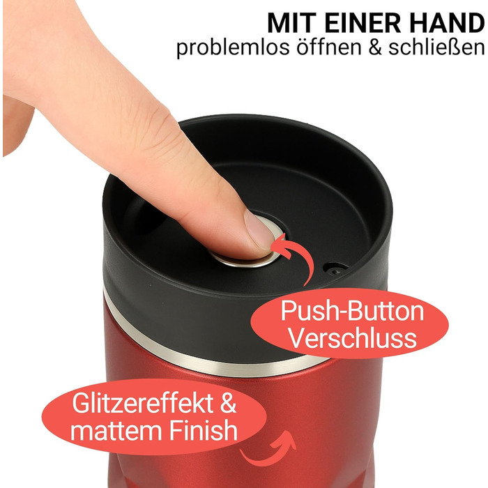 Термокружка Elasto з нержавіючої сталі, 450 мл, з індивідуальною гравіюванням, червона