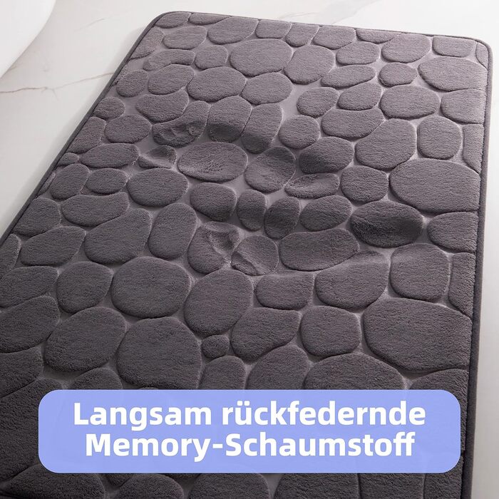 Килимок для ванної з піни з ефектом пам'яті chakme нековзний 60120 см, темно-сірий