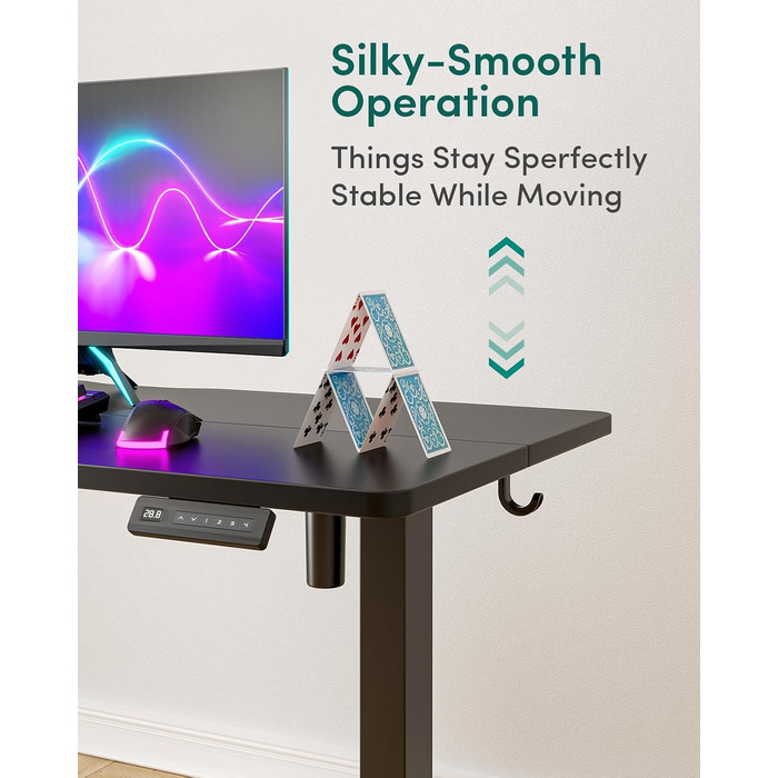 Електричний стіл Cubiker з регулюванням висоти, T-подійна металева ніжка, пам'ять налаштувань, антиколізійна система, біла стільниця