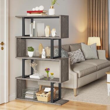 Стильна полиця-стелаж YITAHOME 5-ярусна сірого кольору, 30x80x145 см – для вітальні, спальні, офісу
