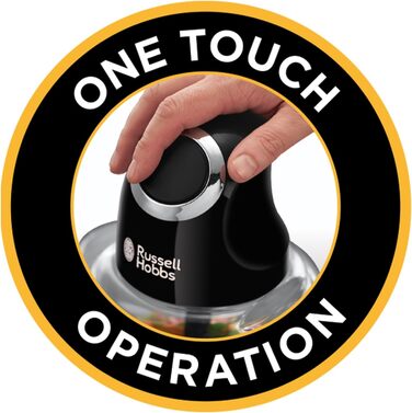 Подрібнювач Russell Hobbs Desire Mini для овочів та цибулі, 500 мл, скляна чаша, матовий чорний, 200 Вт, 24662