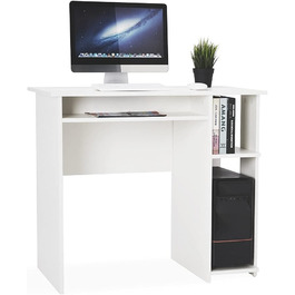 Комп'ютерний стіл Meerveil, письмовий стіл з відсіком для зберігання, кабель-менеджмент для офісного кабінету, 85 x 45 x 75 см, білий