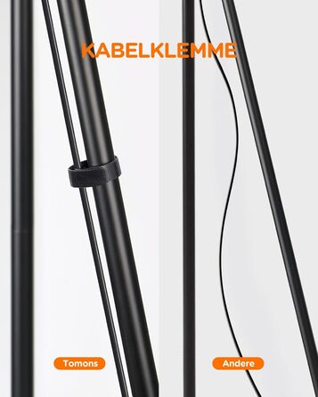 Світлодіодна підлогова лампа Tomons з димером, чорна. Сучасна торшер на тринозі з металу для вітальні та спальні, лампа для читання