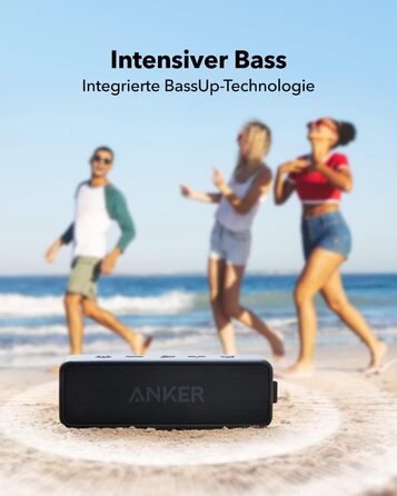 Портативна Bluetooth колонка Anker SoundCore 2 - потужний звук, глибокий бас, 24 години роботи, водонепроникність IPX7, для iPhone, Galaxy та інших пристроїв (Чорний)