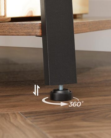 Стійка для одягу VASAGLE з 8 гачками, 4 полицями та перекладиною, металевий каркас, для шарів, курток, сумок, для прихожого, золотий дуб + білий (вінтажний коричневий + чорний)