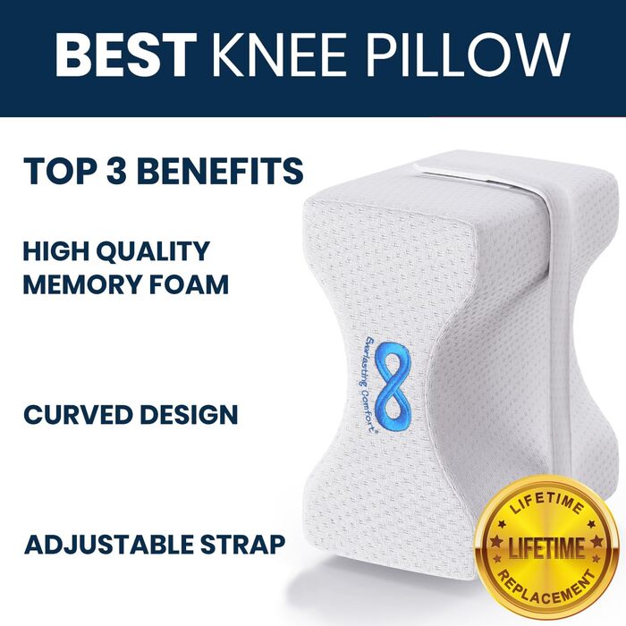 Подушка для ніг Everlasting Comfort - для комфорту в області стегна, спини та коліна. Keilkissen (клиноподібна подушка) для тих, хто спить на боці, з регульованим ремінцем та знімним чохлом