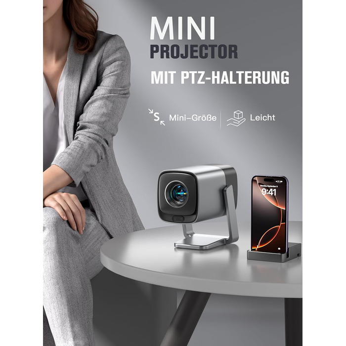 Mini проєктор 1080P з WiFi, Bluetooth, Dolby Audio та автофокусом, XuanPad, 210° обертання, фільтр пилу та система охолодження