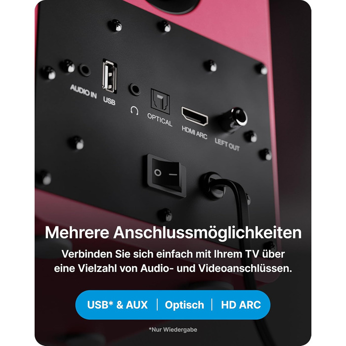 Активні HiFi колонки Majority D50X 60W 2.0 для ПК та ТБ, Bluetooth 5.3, HDMI ARC, AUX, студійні монітори з вуглецевим диффузором (каштановий колір)