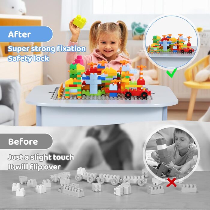 Дитячий стіл MAMIZO з 2 стільцями: комплект меблів для дитячої кімнати, стіл-мольберт, дитячий столик зі стільцями, блакитний