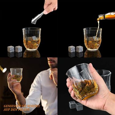 Подарунковий набір GOLDGE 14PCS Whisky Stones з келихами, кліпсою для льоду, підставками та оксамитовими мішечками