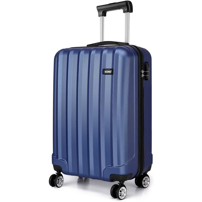 KONO Легкий ручний багаж, 55 x 35 x 20 см, з жорстким корпусом, ABS, 4 колеса, Navy Blue