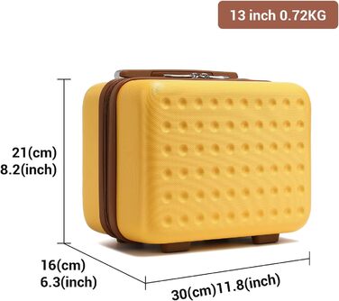 Валіза-тележка KONO з жорсткою оболонкою, 76x50x31 см, білий колір (з жовтим та косметичним набором)