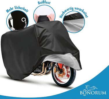 Чохол для мотоцикла Bonorum 245x105x125 см з Оксфордської тканини 210D / чохол для мотоцикла Водонепроникний і водонепроникний з отвором для замка / захисний чохол для скутера і мотоцикла Чорний (XXXL)