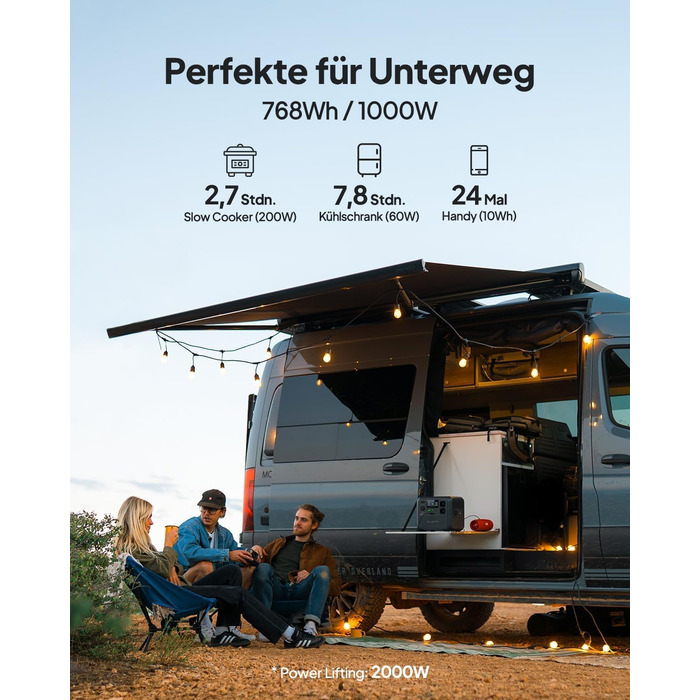 Портативна електростанція BLUETTI AC70, 768Wh LiFePO4, 2x1000W AC, 100W USB-C, швидка зарядка, для кемпінгу та резервного живлення (відновлена)