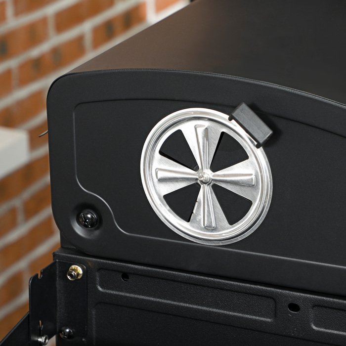 Outsunny Grillwagen Gasgrill з 2+1 пальником, термометром, 3 кВт вугільним грилем з полицею, бічною підставкою, гачками, гриль для кемпінгу зі шлангом для саду, балкону, чорний | Aosom