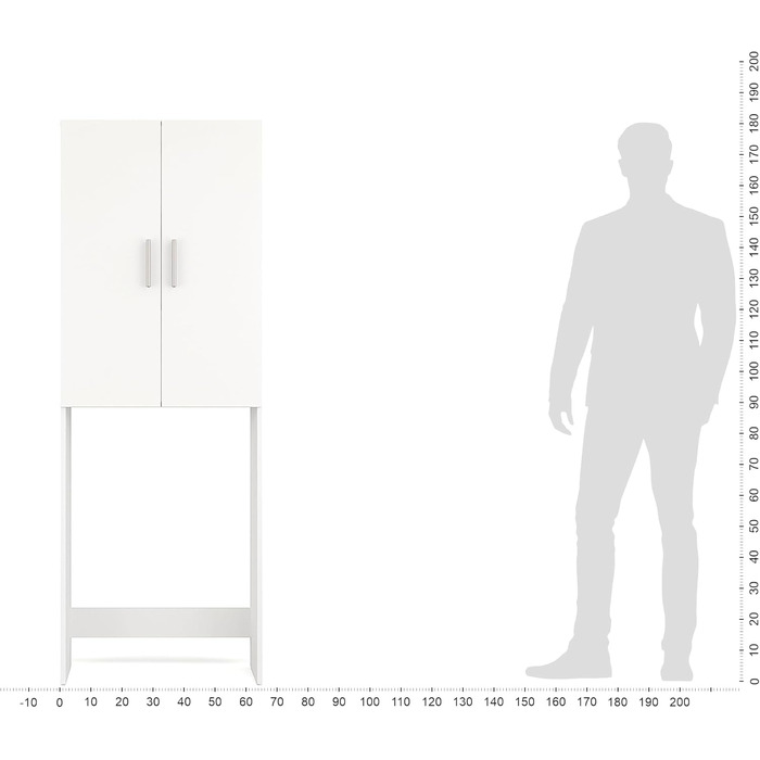 Шафа для пральної машини KOMTO біла - Висока шафа 2 двері для пральної/сушильної машини, 65x180x27 см