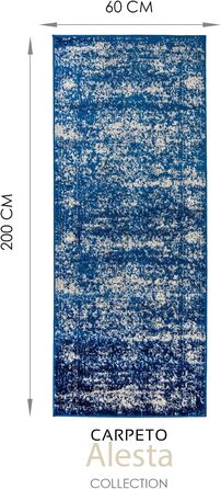 Килими Килимове покриття для передпокою вінтажний візерунок - короткий ворс б/в, темно-синій, 60x200 см