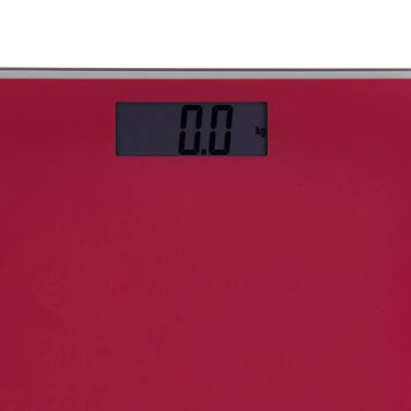 Цифрові ваги для ванної кімнати Salter SA00287 BAFEU16 - скляні ваги для ванної кімнати, 180 кг, РК-дисплей, що легко читається, чорний дизайн, батарейки в комплекті, миттєве вимірювання ваги (рожевий)