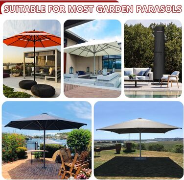 Захисний чохол для парасольки/газонного сонцезахисту LAMUNI, 250x30/50 см, водовідштовхувальний, зимовий, для сонцезахисту 3-5 м