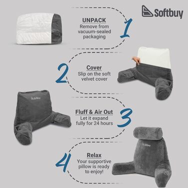 Велике читальне крісло-подушка Softbuy 78,7 см з підголовником, регульована XL-подушка для ліжка, м'яке крісло для дорослих з підлокітниками, ідеально для читання та відпочинку, велике X-Large