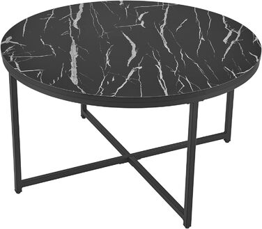 Журнальний столик Uppvidinge Журнальний столик 45x80 см Стіл для вітальні круглий мармур/чорний мармур Чорний / Чорний
