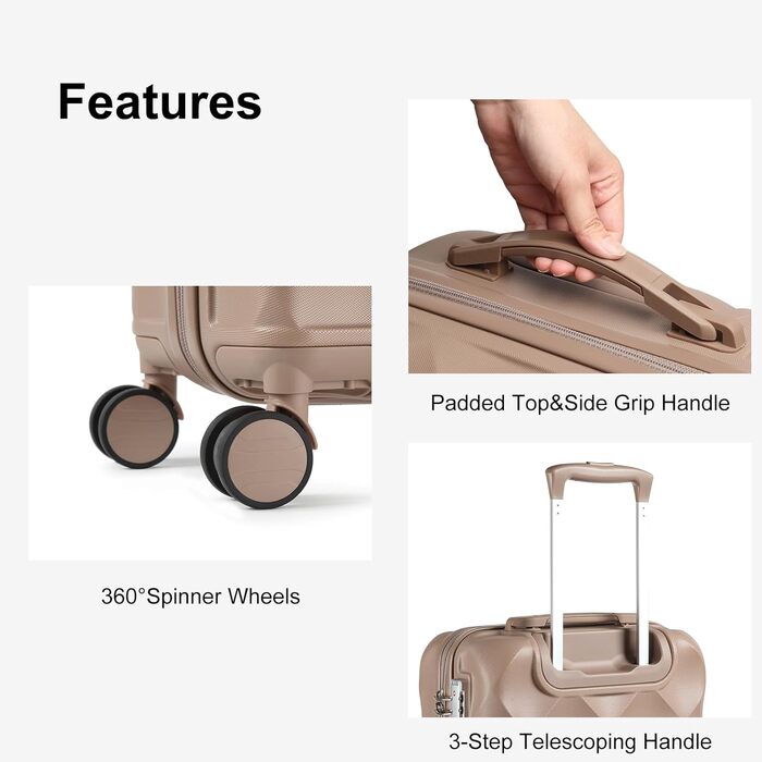 Набір валіз та сумок Sea Choice: 5шт (55/65/76см), TSA замок, 4 колеса, рожеве золото