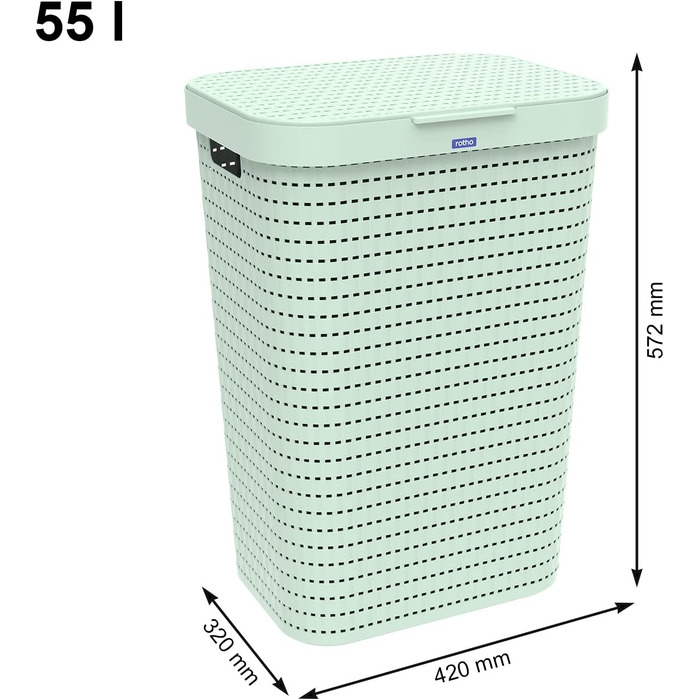 Колектор для білизни об'ємом 55 л з кришкою з ротанга (Бірюзовий, 2 шт.)