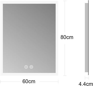LED дзеркало для ванної кімнати Byecold з підсвічуванням, антизапітнінням, Wi-Fi годинником, датчиком та сенсорним вимикачем, 60x80 см