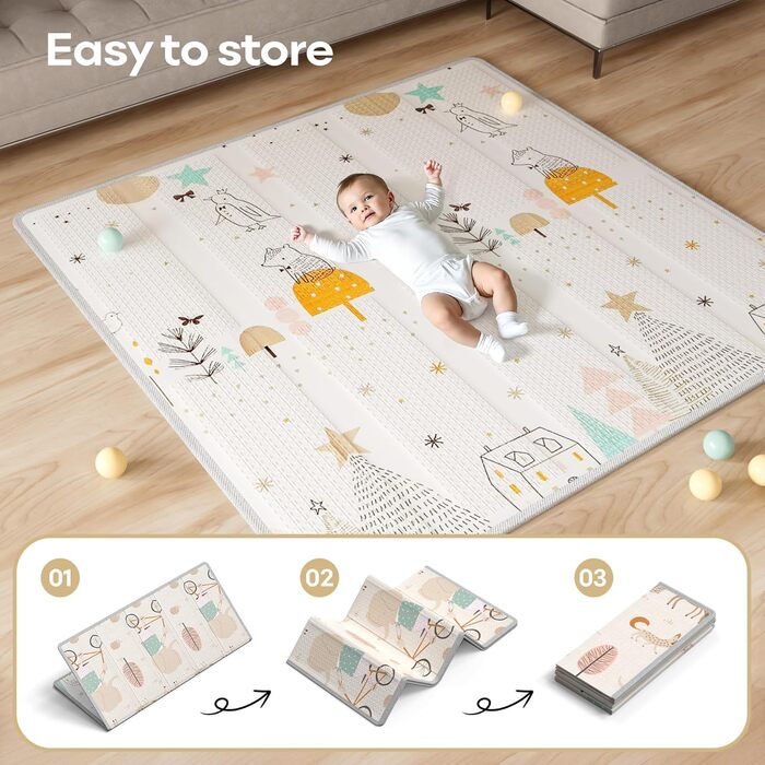 Ляльковий будиночок для дитини з ігровим килимком, 150x150x68 см, великий, з дихаючим мережаним огородженням та фіксаторами