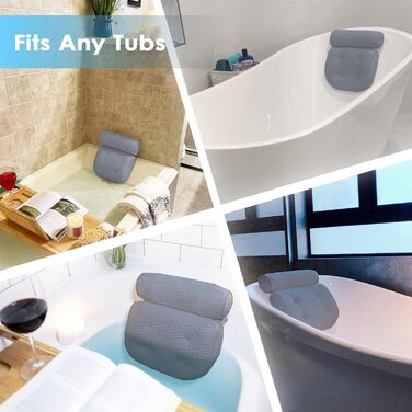 Подушка для ванни AEROiVi Luxuriös: комфортна підтримка голови та шиї, сітчаста тканина, сірий колір