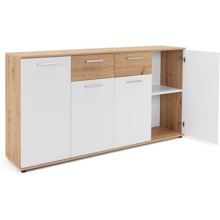 Сервант Jacklin Sonoma Oak/White - 160x85x35 см - Комод з великою кількістю місця для зберігання під житлову зону