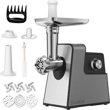 Електричний м'ясорубка STANEW Fleischwolf 3 в 1: м'ясорубка, машина для куббе та ковбас, нержавіюча сталь, 3,5 кг/хв, 3500 Вт