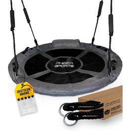 Дитяча гойдалка-гніздо на вулицю, діаметр 100 см, з подушкою та ручками, регульована висота, стійка до погодних умов, довговічна. Підходить для ігор в приміщенні та на вулиці.