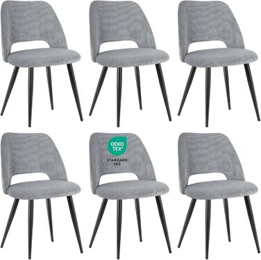 Набір з 4-х обідніх стільців для кухні, вітальні, спальні. Сучасні стільці з витонченою спинкою з вирізом, м'яке оксамитове покриття, сірий колір. 6 штук в наборі.