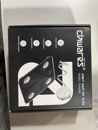 Цифрова шкала жиру в організмі CHWARES, Bluetooth, додаток, USB-зарядка, 3 одиниці, білий (чорний)