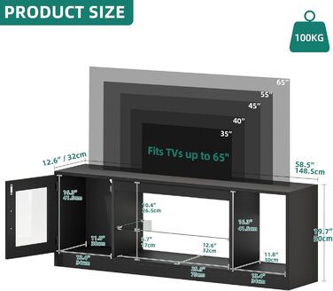 Тумба під ТБ YITAHOME з RGB-підсвічуванням, білий колір, 106x50x35 см. Тумба під телевізор з полицями та скляною полицею для телевізорів до 43 дюймів. Підходить для вітальні та спальні.