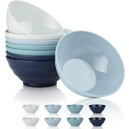 Набір пластикового посуду BEWOS 40 пакетів, що не б'ється, кемпінговий посуд на 8 персон, тарілки, чашки, миски та столові прилади, що не б'ються, можна мити в посудомийній машині та мікрохвильовій печі (пластикова миска 8 шт.)