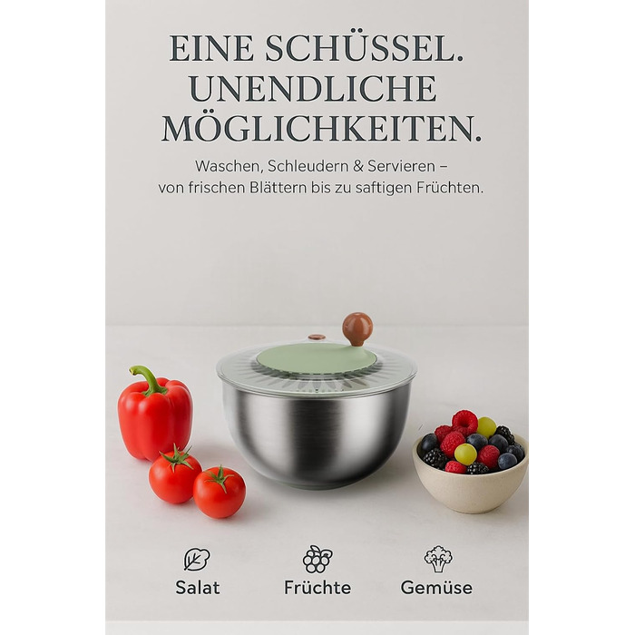 Салатниця-швидкоосушувач, 5 літрів, пластик, BPA-free
