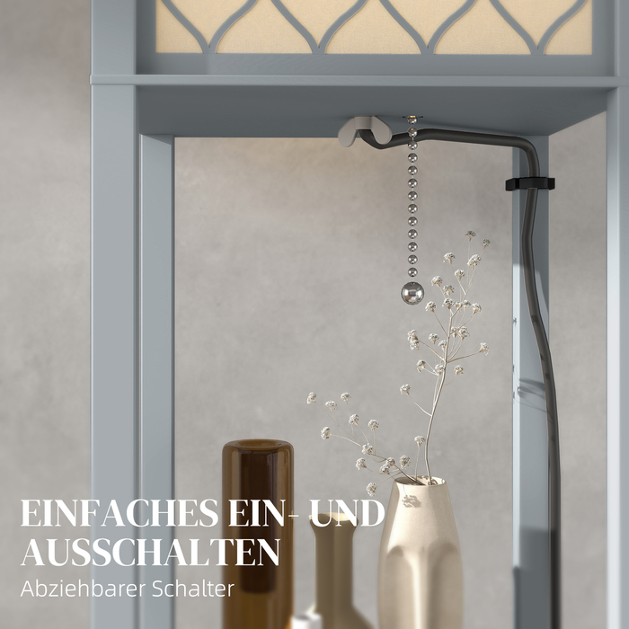 Стійка-лампа з полицями, 3 відділення, компактні розміри, МДФ, світло-сіра