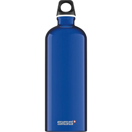 Вулична пляшка для пиття SIGG Traveller (1 л), екологічно чиста і герметична пляшка для пиття для піших прогулянок, легка алюмінієва спортивна пляшка для пиття (темно-синього кольору)