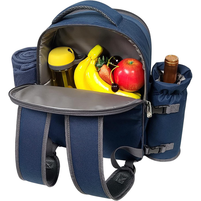 Набір для пікніка Hap Tim на 4 особи з термосумкою, деком, набором столових приборів та тримачем для вина (блакитний)