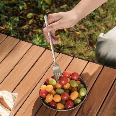 Набір столових приладів iBasingo Titan для кемпінгу: ложка, виделка, ніж, палочки для їжі. Металевий набір для відпочинку та подорожей Ti1056T