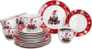 MamboCat Новорічний кавовий сервіз на 6 осіб з порцеляни (18 предметів) | Кавовий набір для святкування Різдва та Миколая