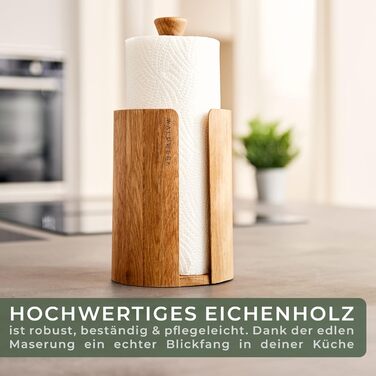 Тримач для паперових рушників WALDWERK з натурального дуба, підставка для всіх стандартних кухонних рулонів, екологічний безпластиковий дизайн