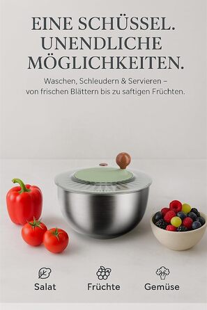Салатниця-швидкоосушувач, 5 літрів, пластик, BPA-free