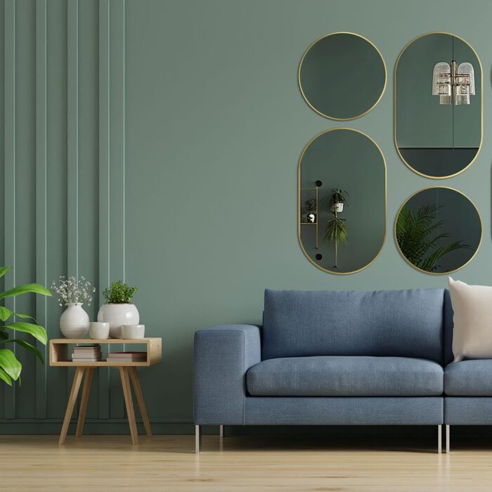 Дзеркало настінне овальне HOKO Design 45x75 см з металевим матовим каркасом. Можлива вертикальна та горизонтальна установка. Підходить для ванної, коридору, спальні та вітальні.