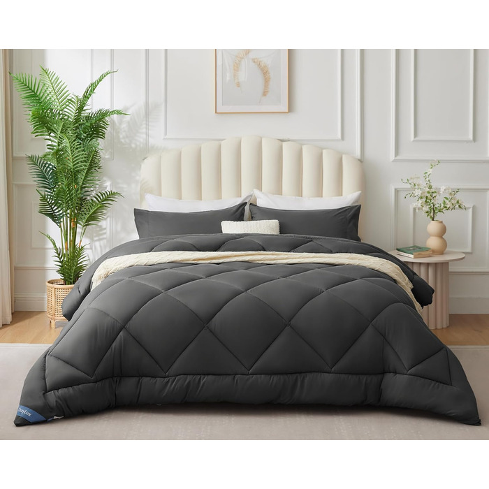 Ковдра CozyLux 200x200 см для всіх сезонів, ковдра з мікрофібри 300gsm, дихаюча, біла, 200 x 200 см