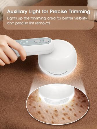 Електричний видальник ворсу 6-лезовий, перезаряджається, з індикатором заряду, для одягу, білий